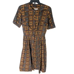 Vintage Dress Orange Brown Pattern size 4
